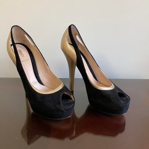Fendi Black and Gold Heels - Picture 2 of 5